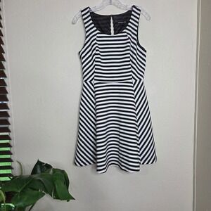 3 / $30 Express Fit & Flare Dress‎ Striped Sleeveless Party Black White Medium